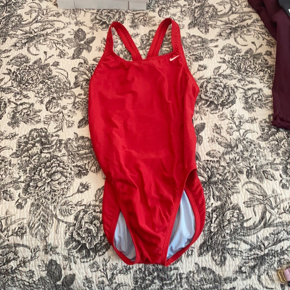 Red Nike swim one piece